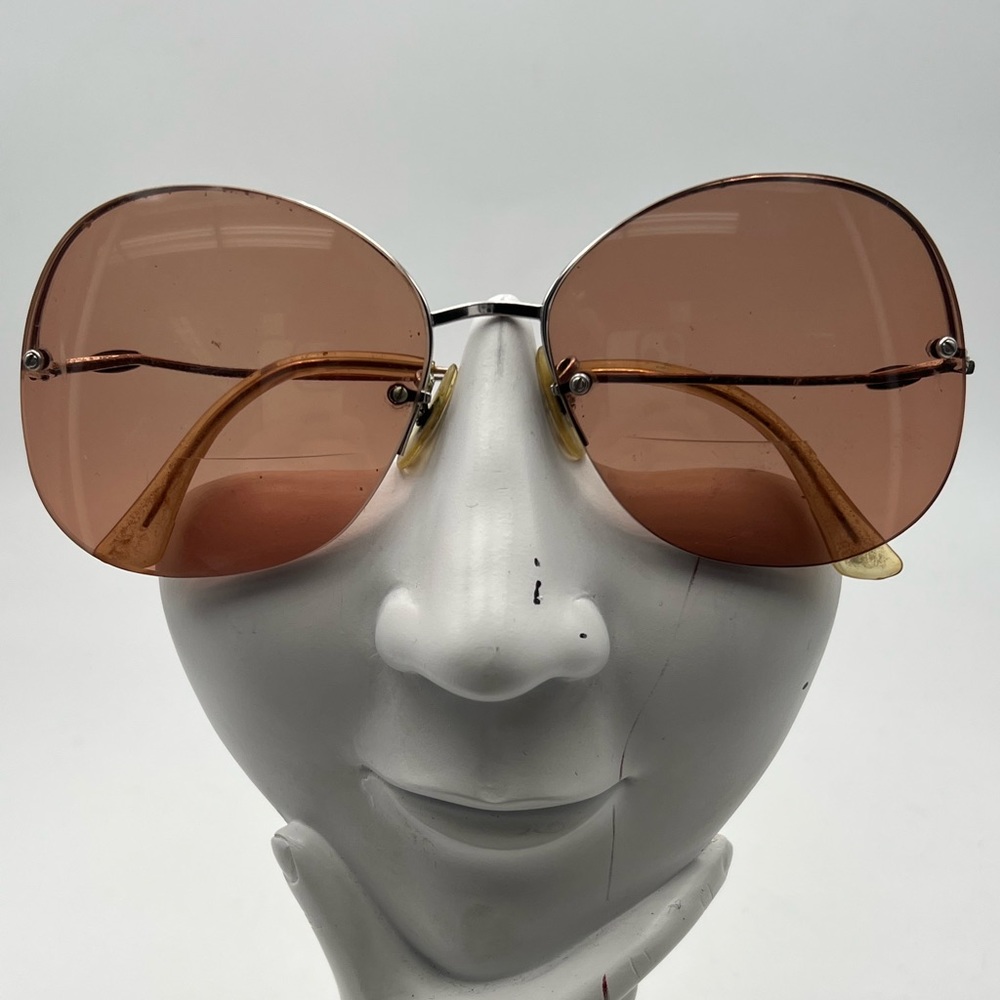 Vintage Shuron Silver Oval Half Rim Sunglasses Frames